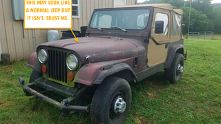 Someone Used Rebar To Mount A Buick Engine Transversely Into The Rear Of This Jeep And It's All Just Nuts
